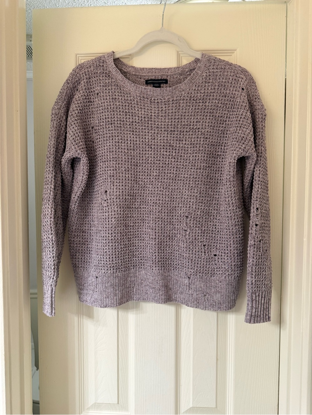 American Eagle Outfitters Lavender Waffle Knit Crewneck Sweater